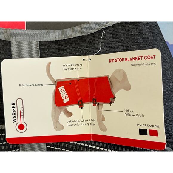 NWT KONG Dog Rip-Stop Water Resistant Reflective Black Blanket Jacket Size M - Picture 3 of 10